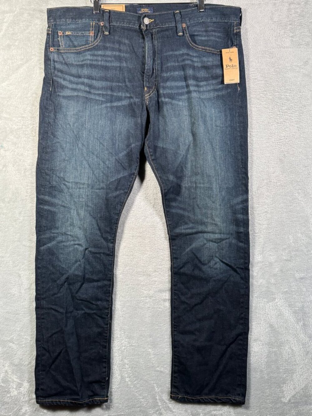 Polo Ralph Lauren Jeans Mens 38x32 Blue Varick SLIM Straight Denim Stretch $125